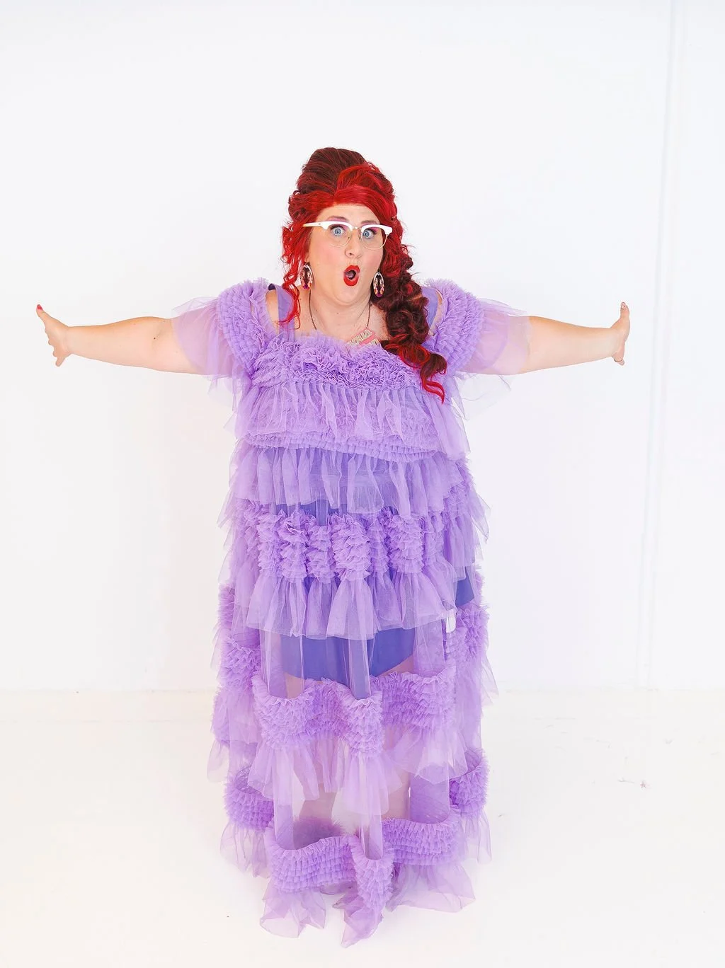 Famous Sharron_CLASSIC_Purple Dress Ooh Arms Out_WS.jpg