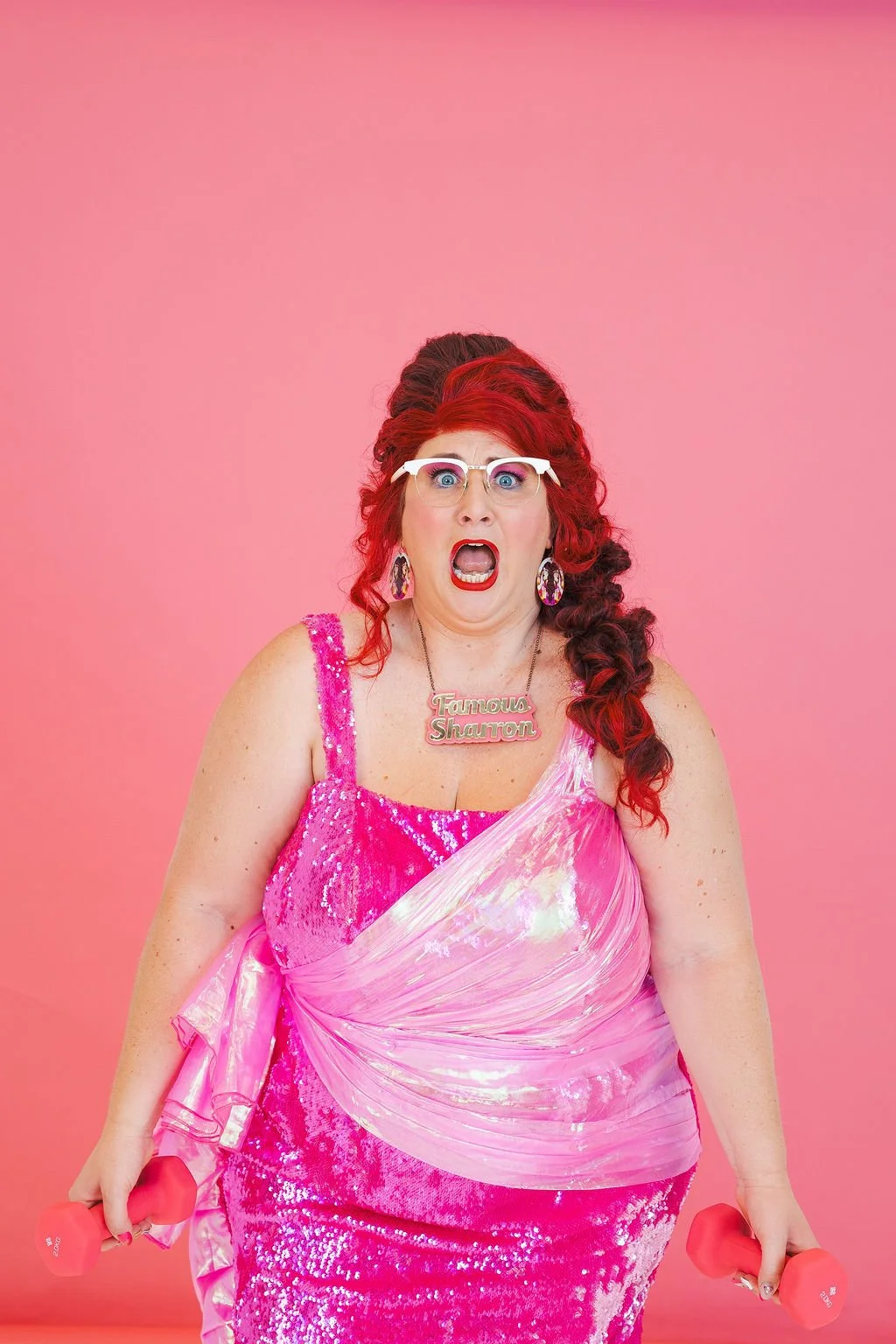 Famous Sharron_POSED Pink Dress Shocked Workout_WS.jpg