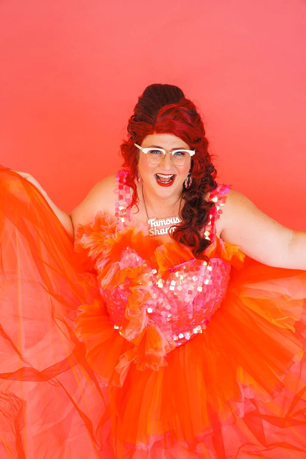 Famous Sharron_CLASSIC Orange Bkground Fru Fru Excited_WS.jpg