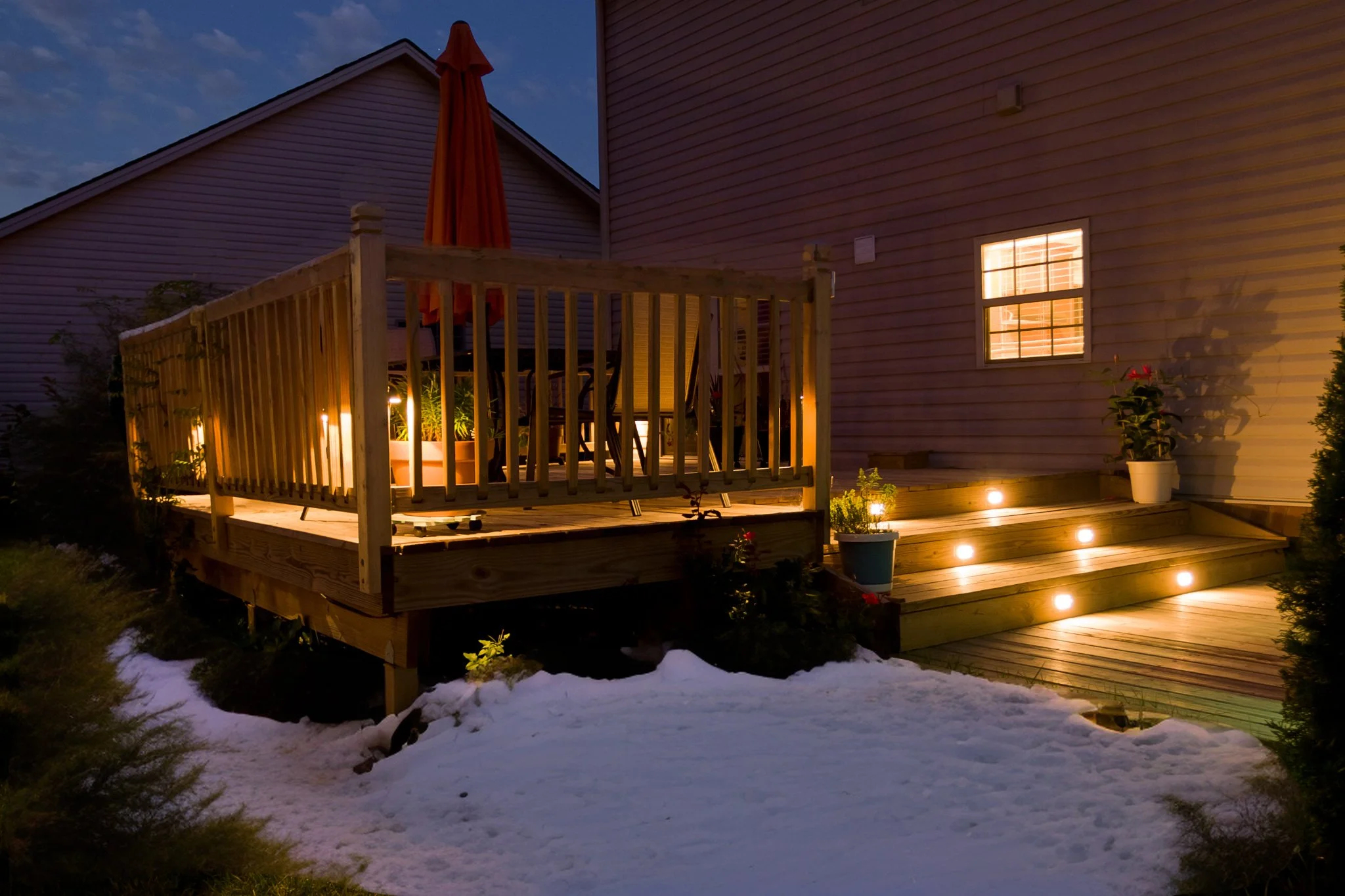 porch lighting in snow