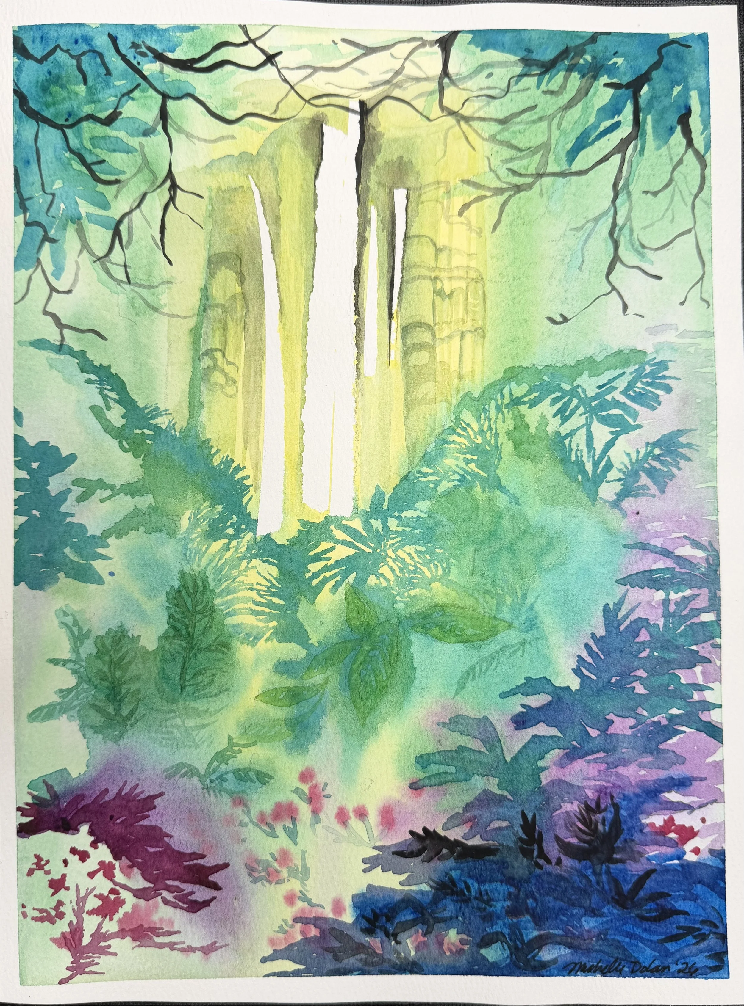 BASIC WATERCOLOR &amp; SKETCHBOOK TECHNIQUES with Michelle Dolan - Jungle Landscapes
