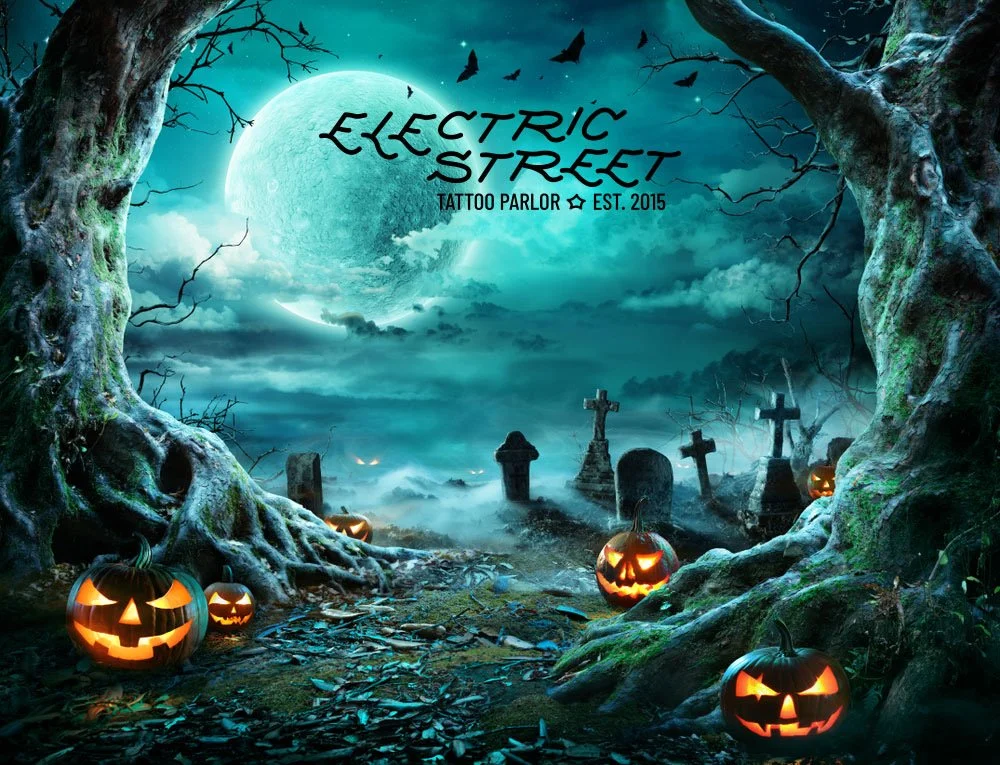 🎃🖤 Unveiling Electric Street Tattoos' "All Hallows' Eve" Tattoo Flash Event - This Saturday! 🖤🎃