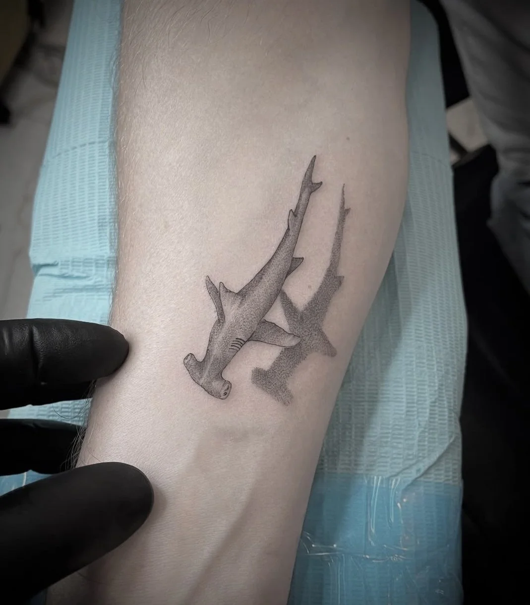 Black and Gray Shark Tattoo