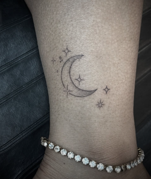 fine line crescent tattoo
