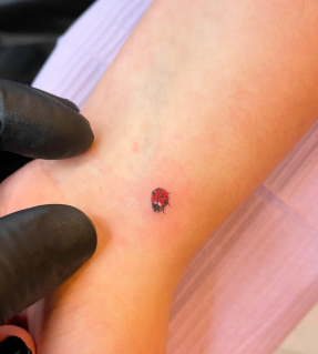 tiny micro tattoo lady bug
