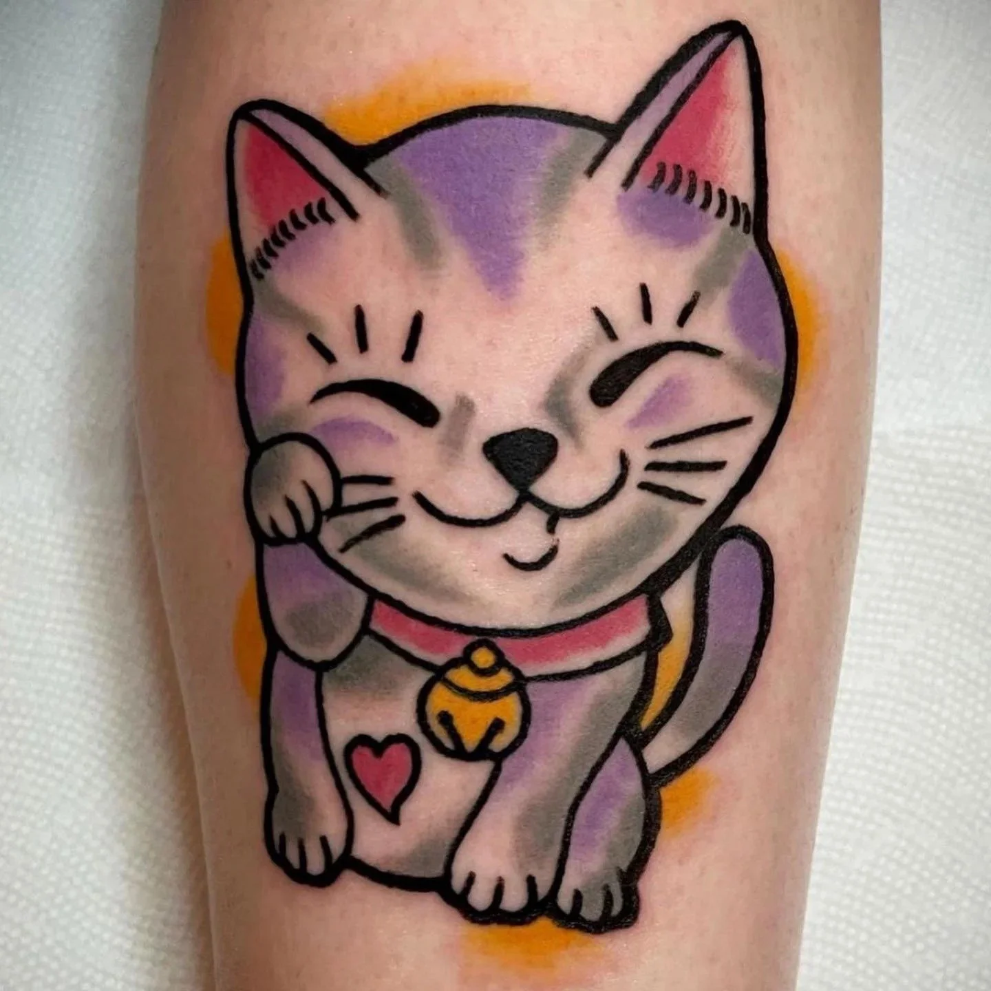 Lucky cat maneki-neko tattoo at Electric Street Tattoo, Fort Lauderdale