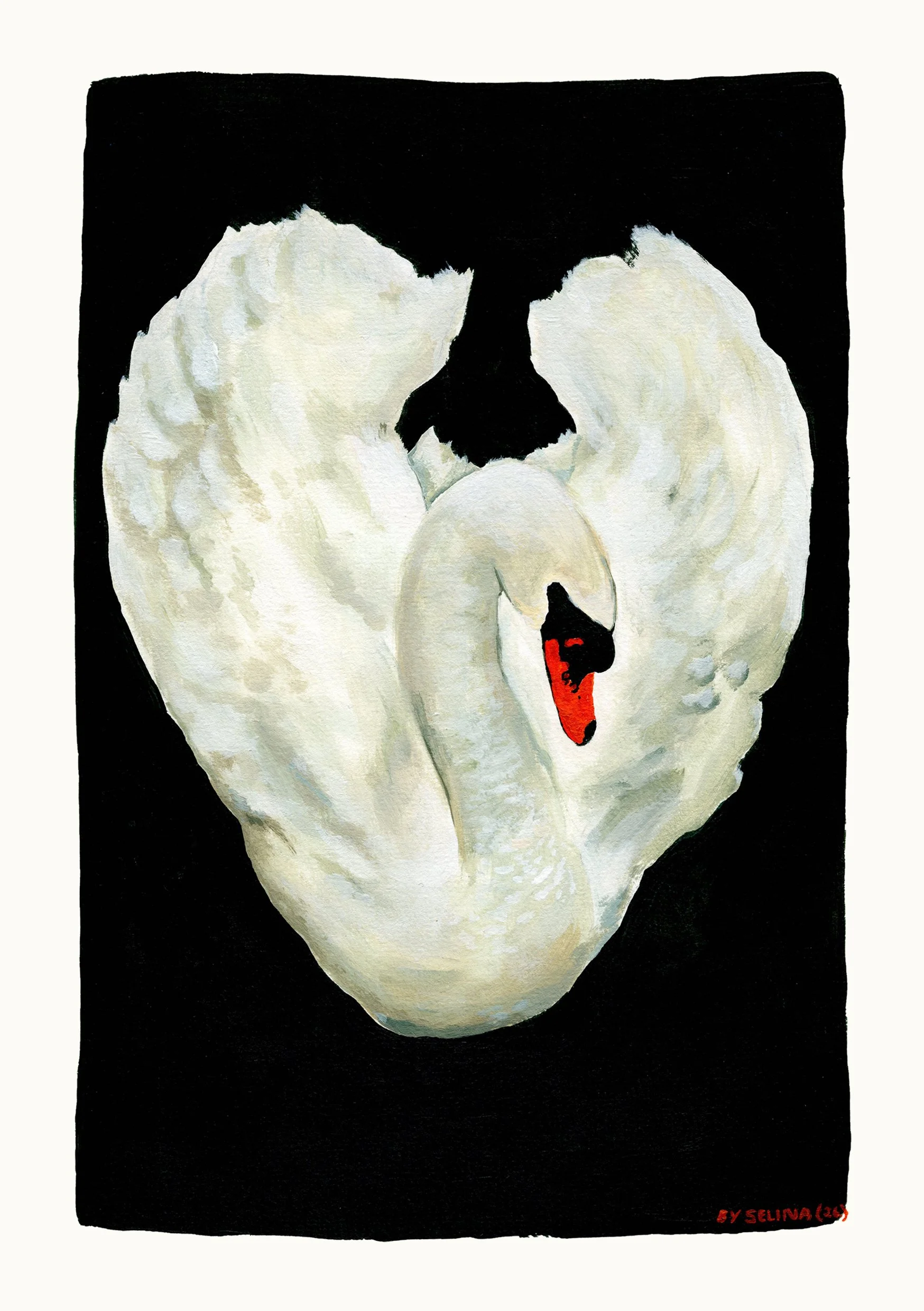 Heart swan ~ a5 print