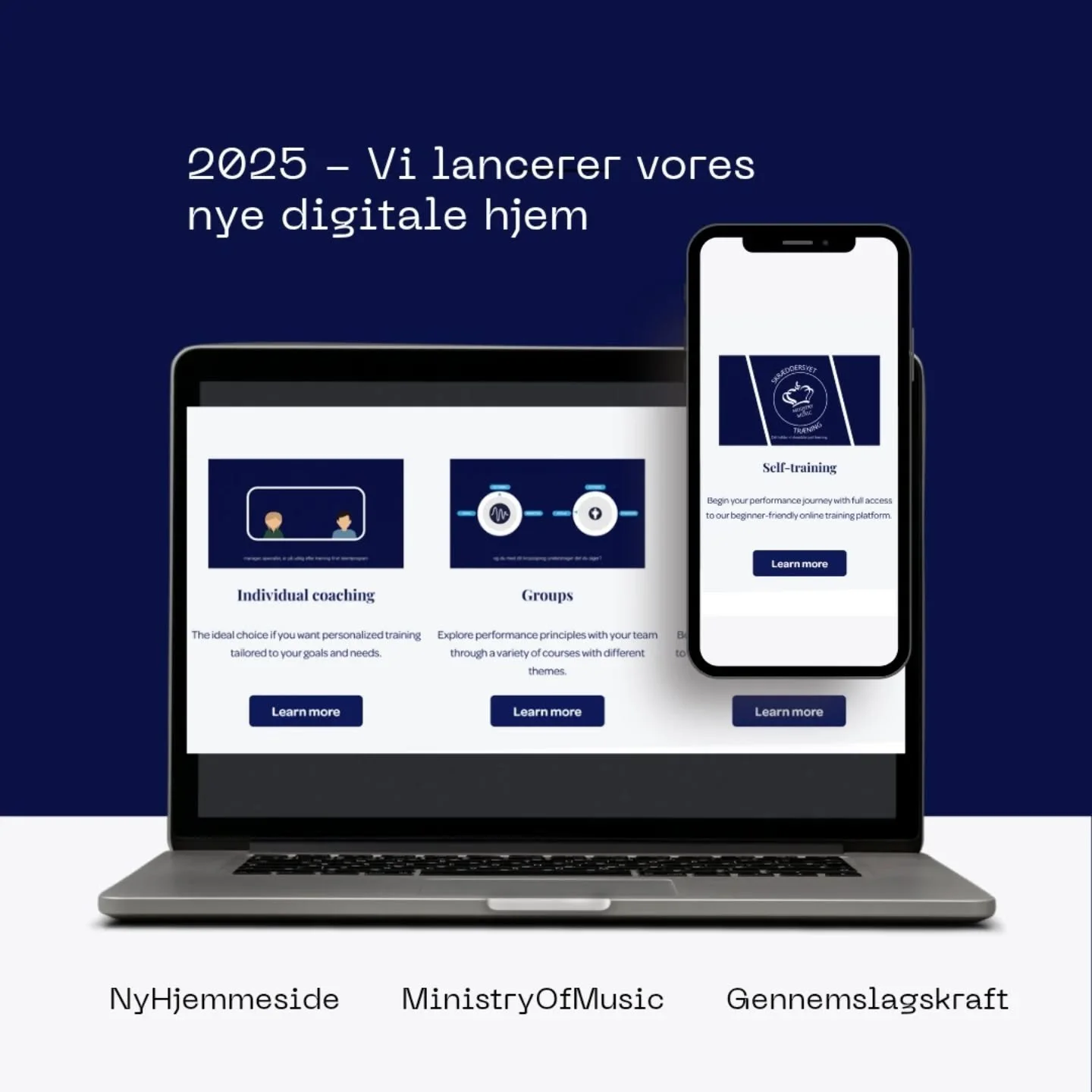 Gl&aelig;d jer! 🎉

I 2025 lancerer vi vores nye hjemmeside hos Ministry of Music &ndash; stedet hvor ledere, konsulenter og professionelle kan tage deres performance til n&aelig;ste niveau.
Vores nye platform er designet til at g&oslash;re det nemt 