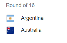 Round of 16: Argentina vs Australia