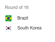 Round of 16: Brazil vs South Korea