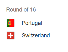 Round of 16: Portugal vs Switzerland