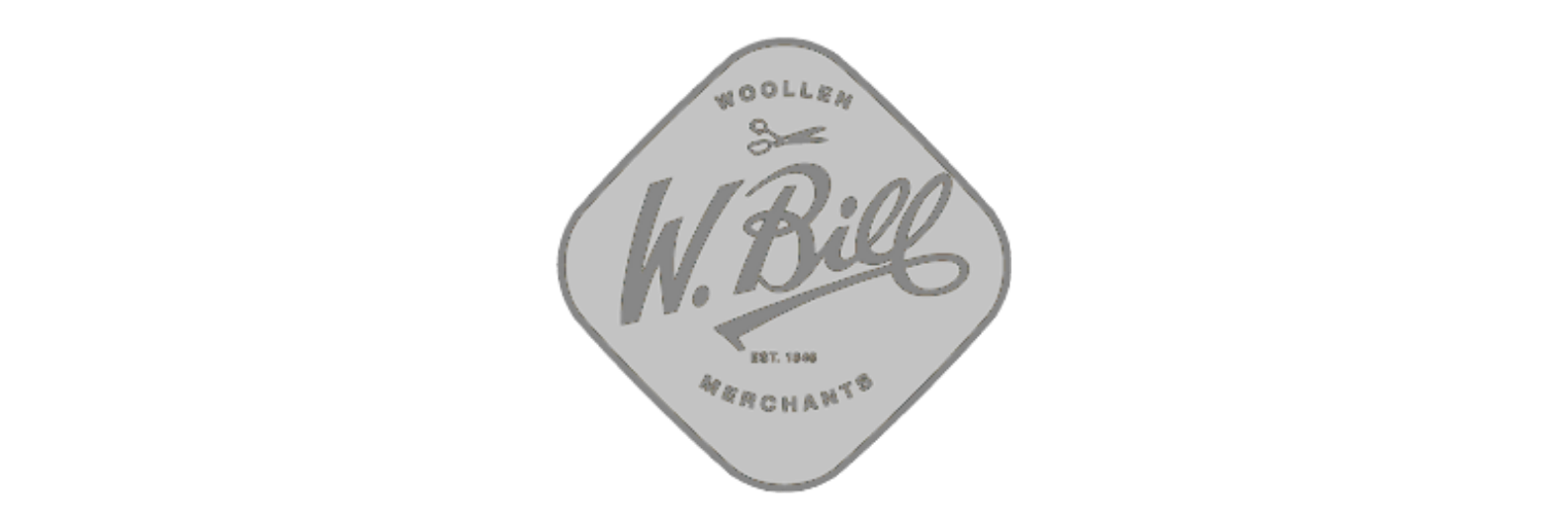 W. Bill Woollen Merchants logo on a gray background.
