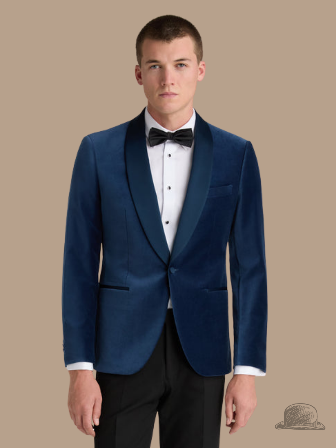 Blue Slim Fit Velvet Dinner Jacket