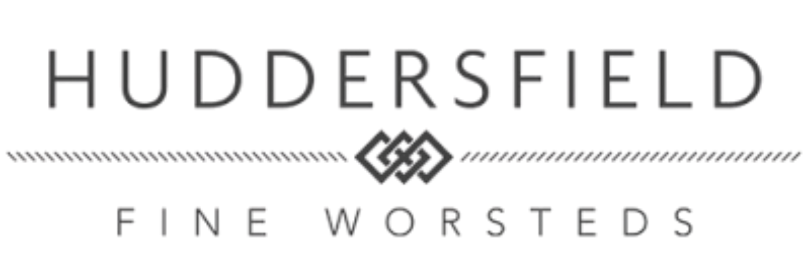 Huddersfield logo with a crown symbol and the text "Huddersfield Fine Worsted" underneath.