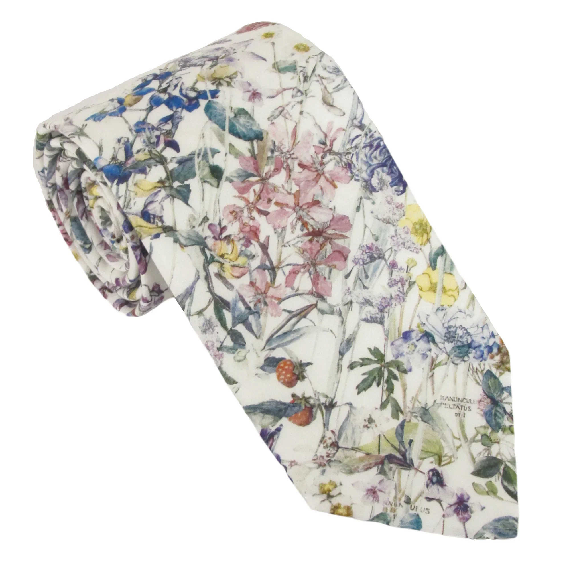 Wild Flowers Ivory Cotton Tie Made With Liberty Fabric.webp