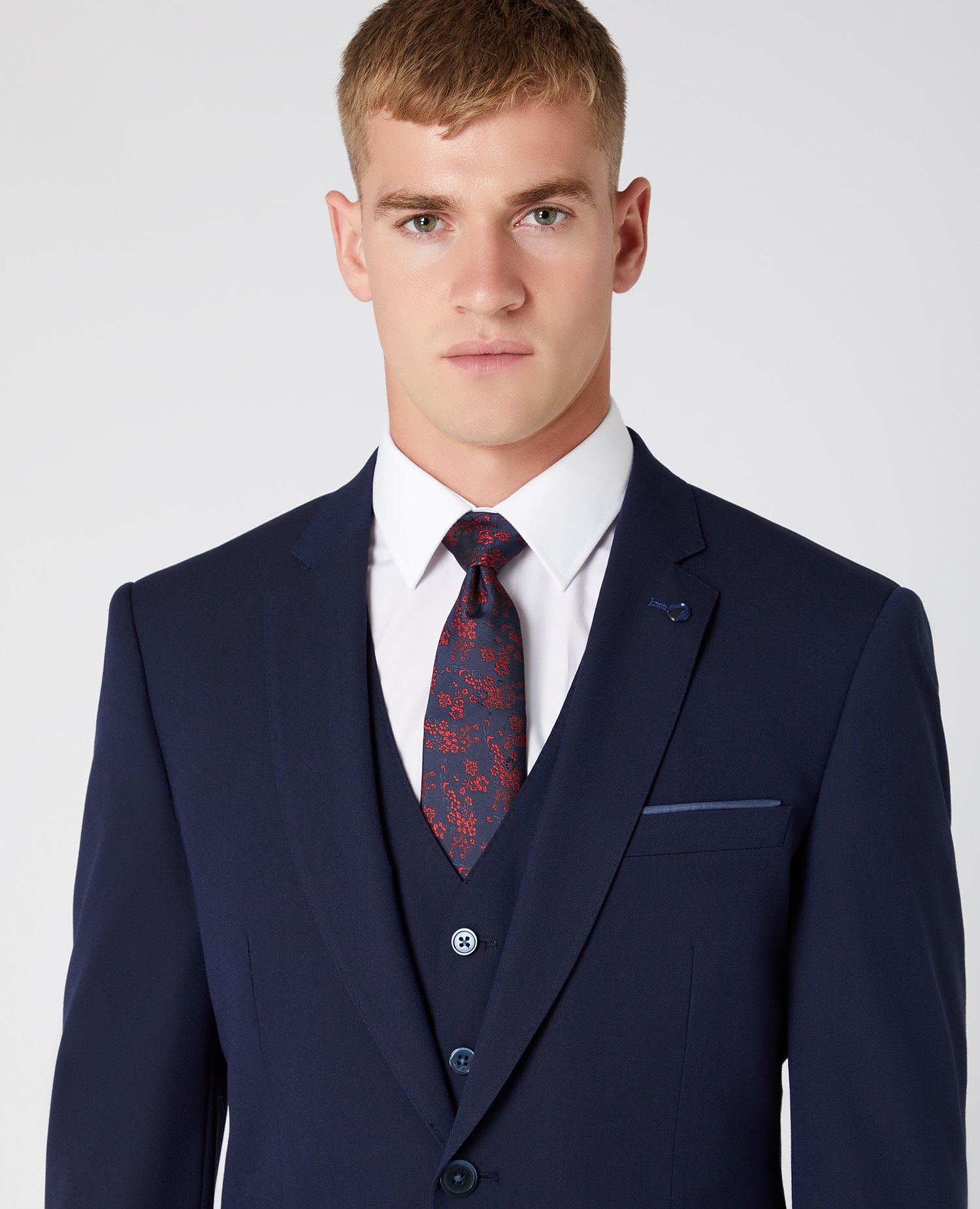 Navy & Red Floral Tie — Clifton Suits
