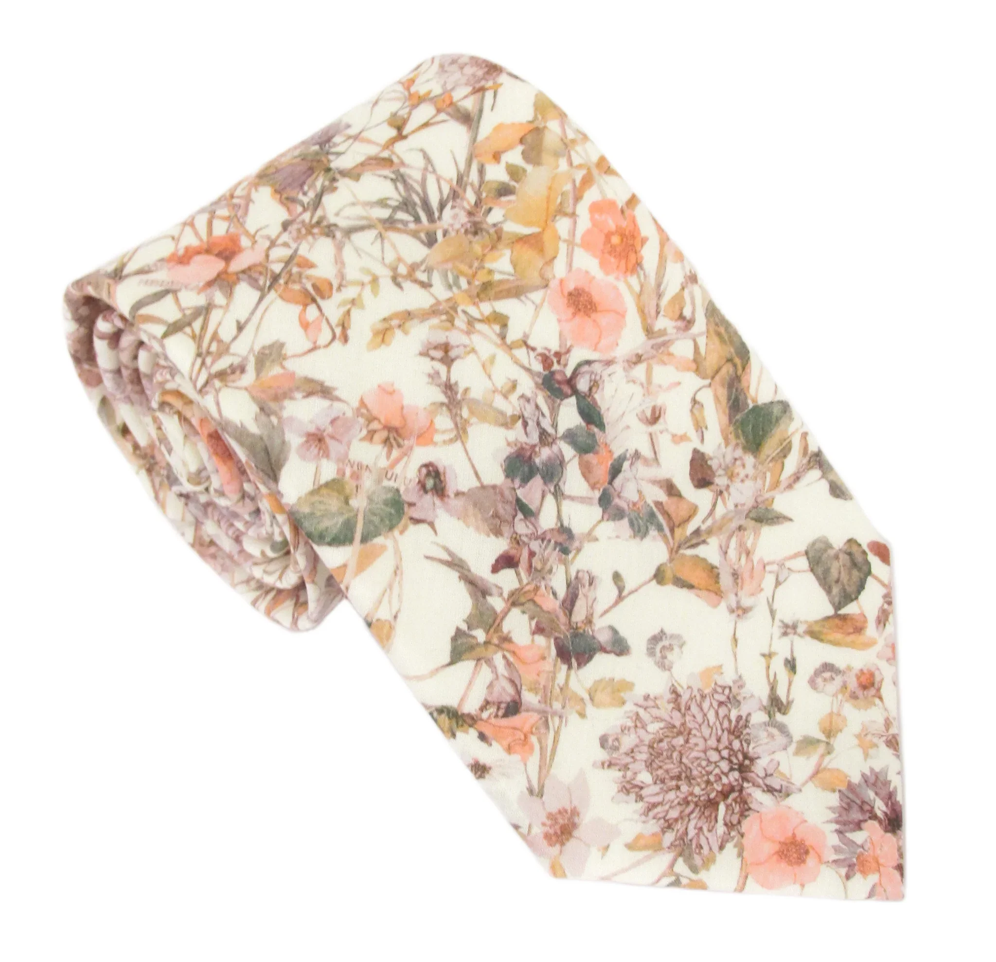 Wild Flowers Pink Cotton Tie Made with Liberty Fabric