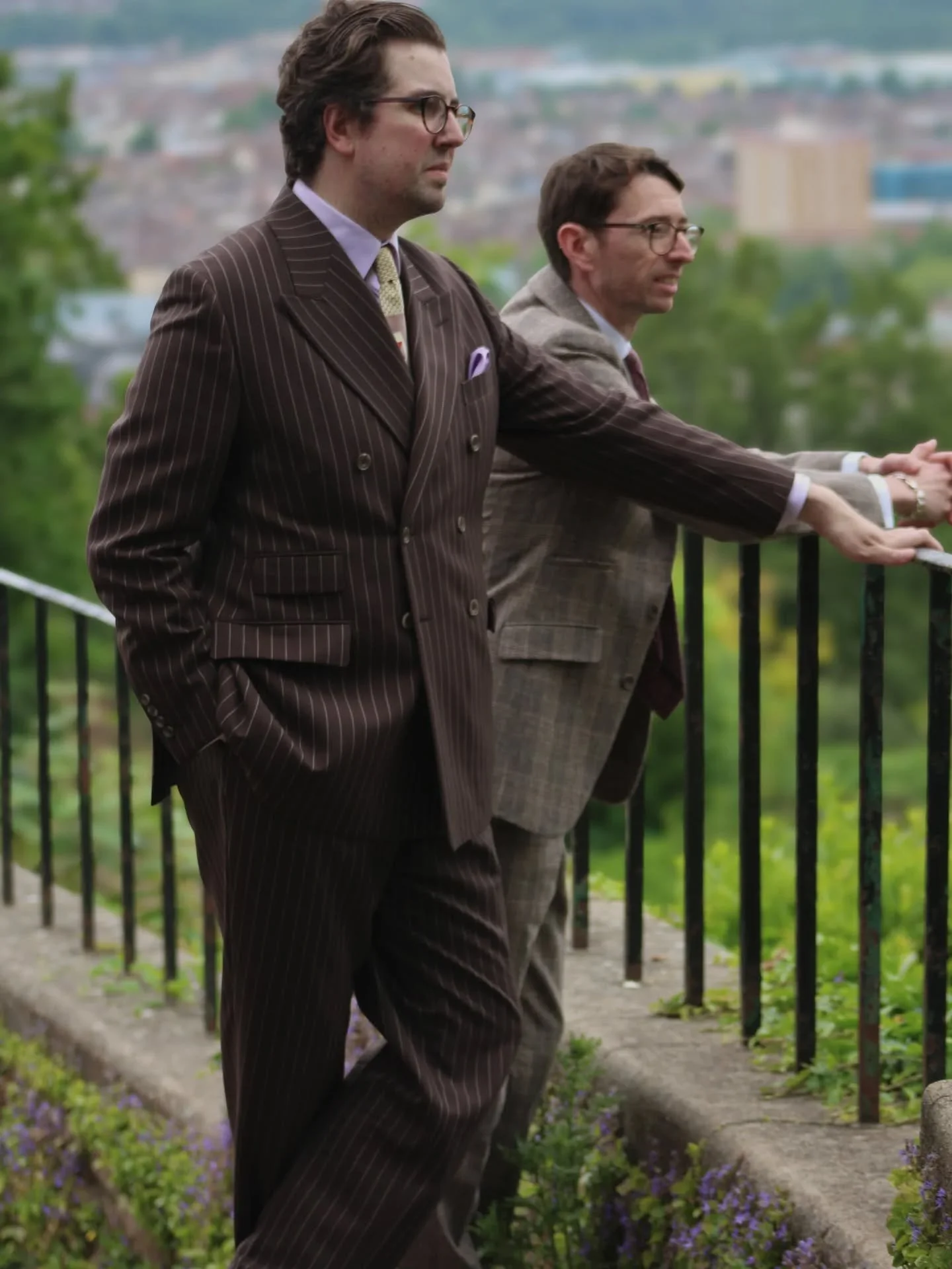 Showcasing our Clifton Suits creations at Brandon Hill.

Andrew is wearing a brown flannel check suit crafted from @huddersfieldfineworsteds and Robson is wearing his brown chalk stripe suit, tailored from distinguished cloth merchants @batemanogden9