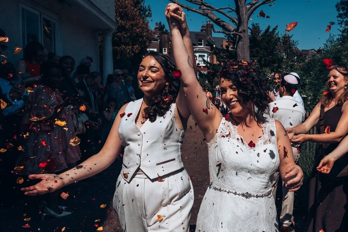 Becky &amp; Gabi 🫶 

We had the pleasure of making Becky's suit for her big day. She kindly shared the wonderful photos @ericahawkinsphotography took on the day and these lovely words: 

"Thank you so much&nbsp;for taking such care to bring my 