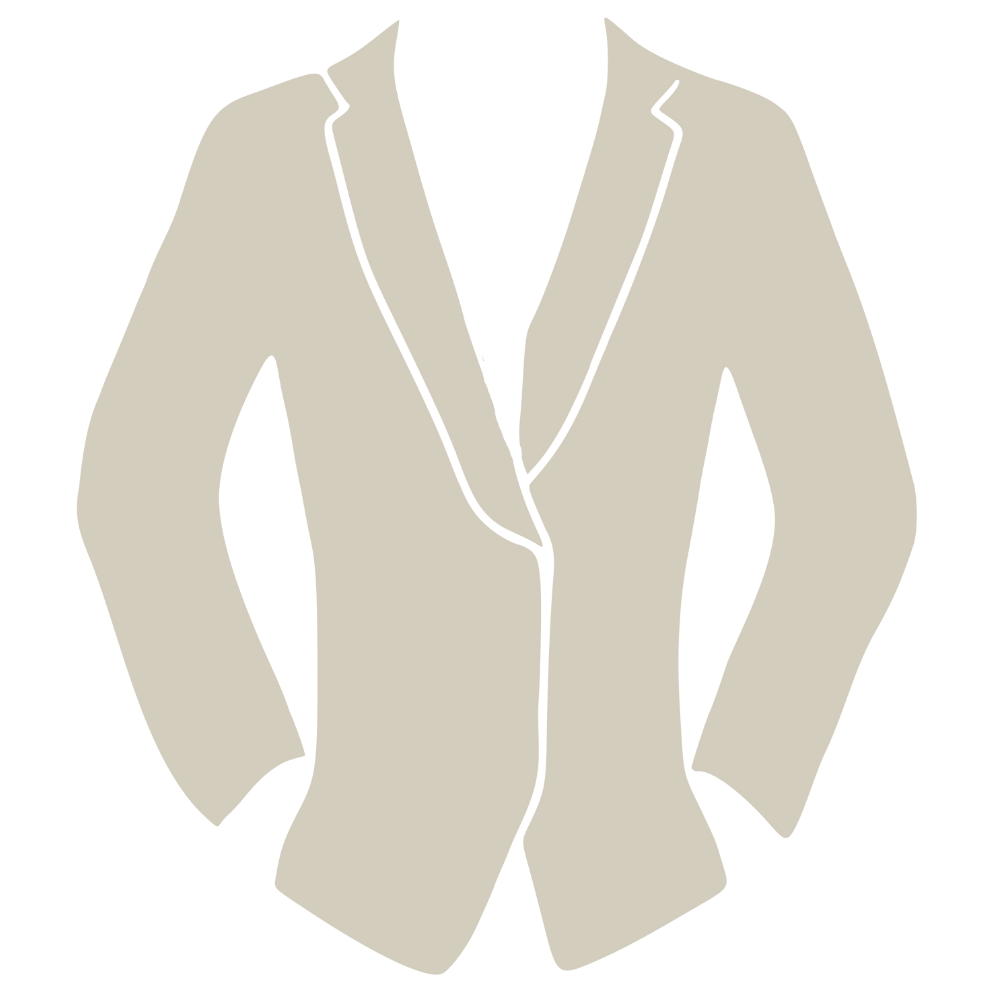 Illustration of a beige blazer with black outline details.