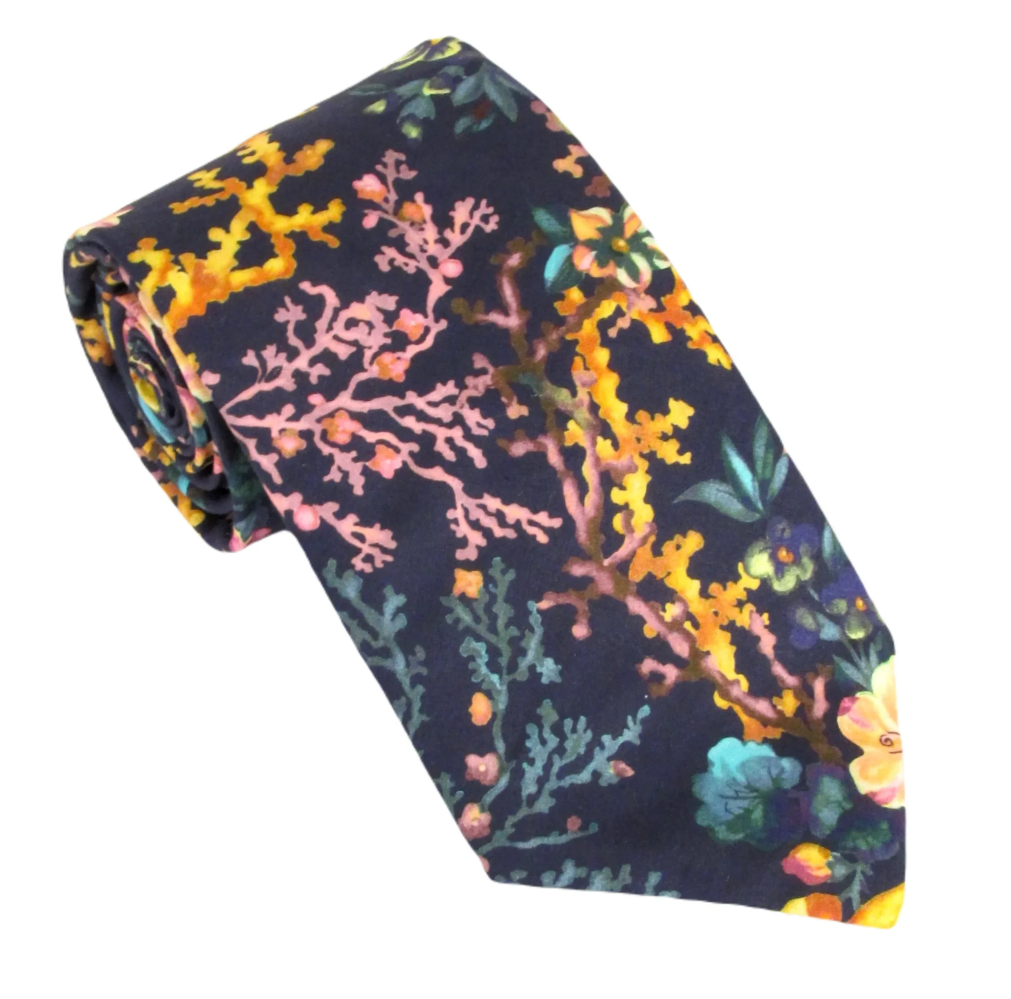 Coral Meadow Cotton Tie Made with Liberty Fabric.webp