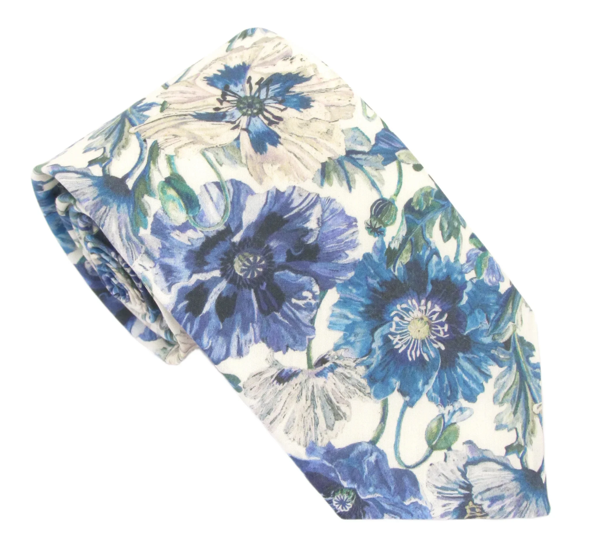 Poppy Amelie Blue Cotton Tie Made with Liberty Fabric