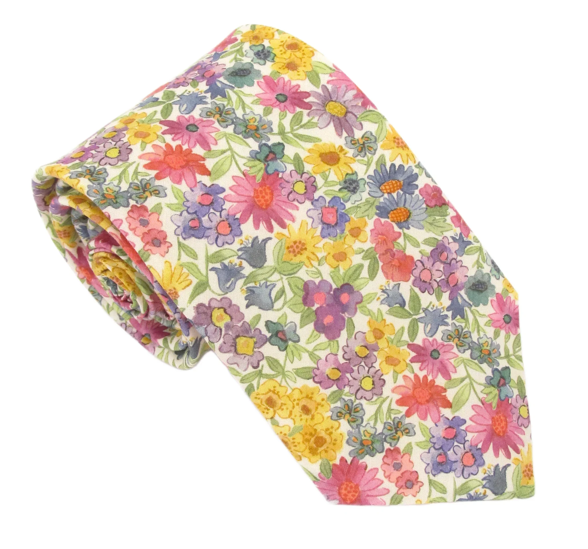 Sandra Spring Multi Cotton Tie Made with Liberty Fabric