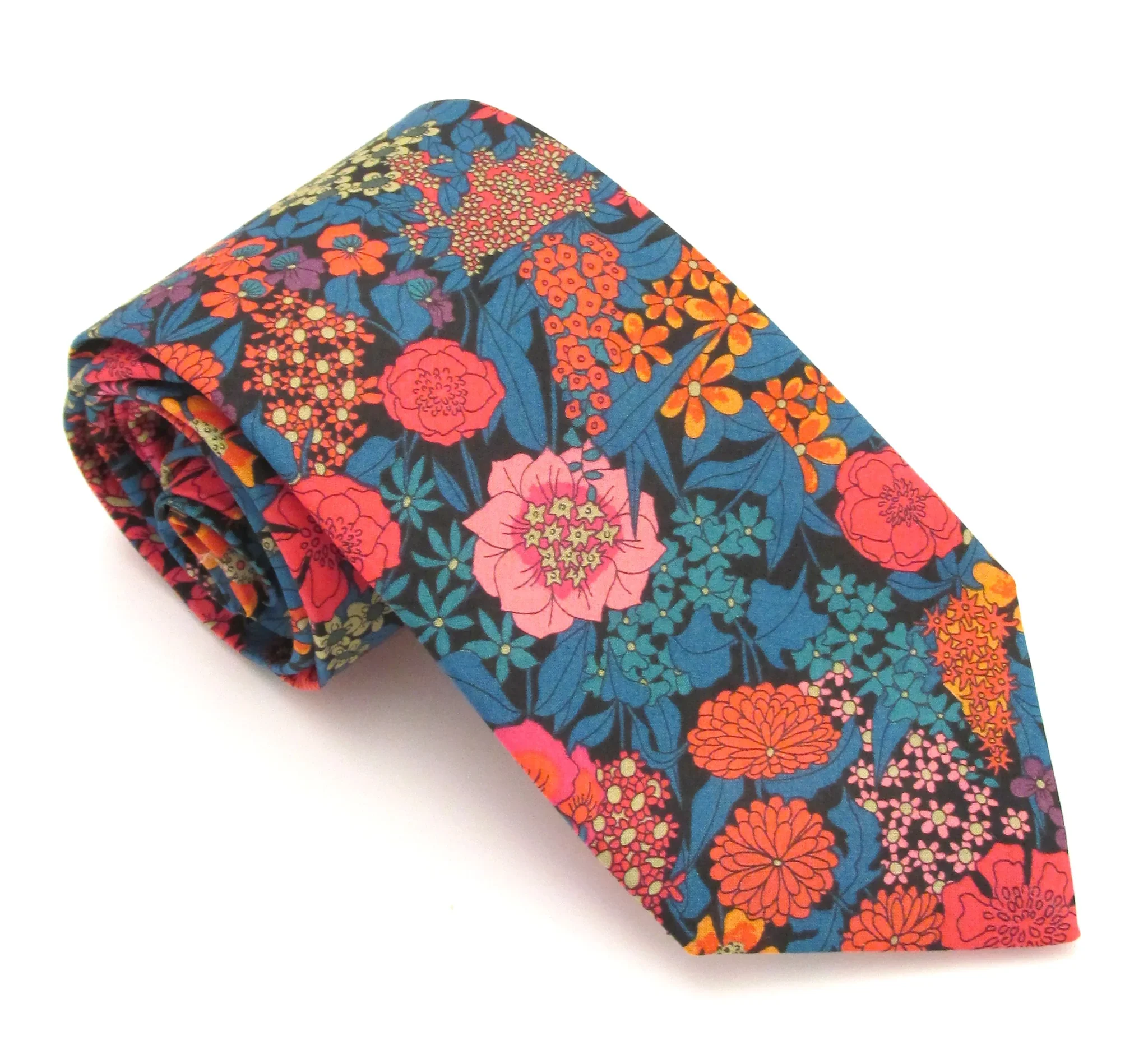 Ciara Orange Cotton Tie Made with Liberty Fabric.webp