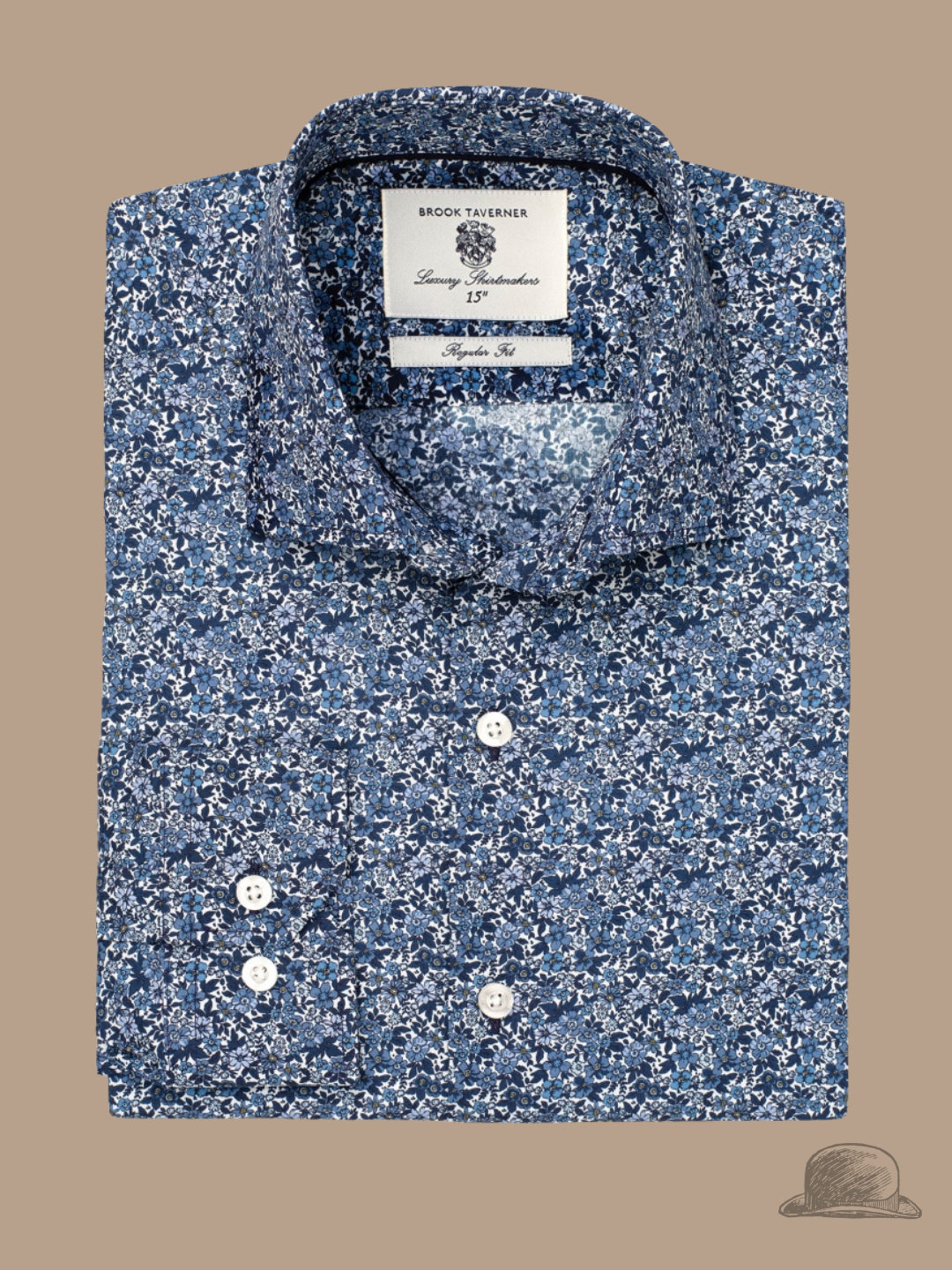 Blue Ditsy Floral Print Cotton Shirt