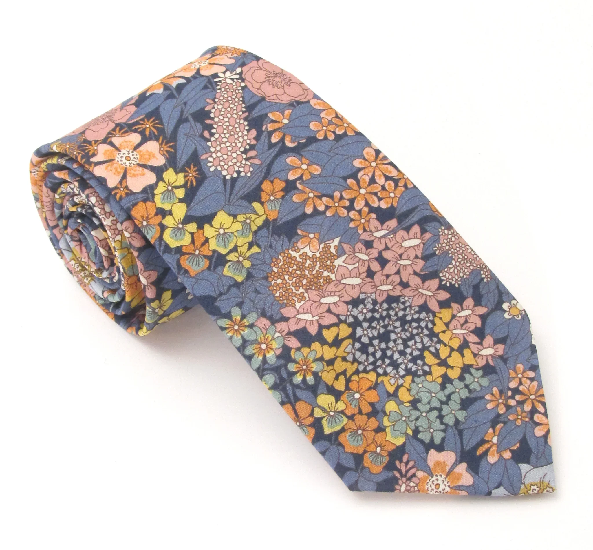 Ciara Blue Cotton Tie Made with Liberty Fabric.webp