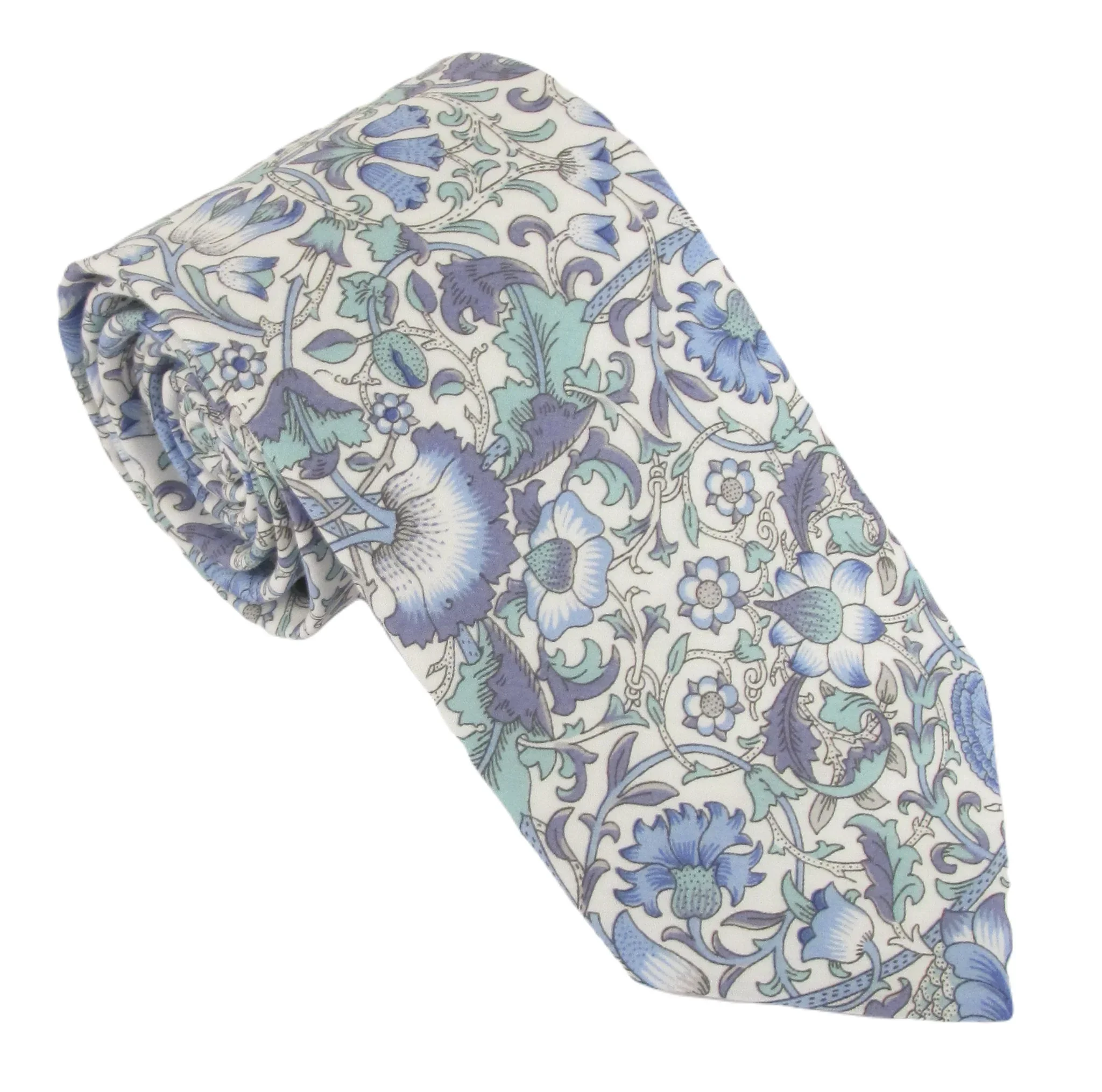 Lodden Blue Cotton Tie Made with Liberty Fabric.webp