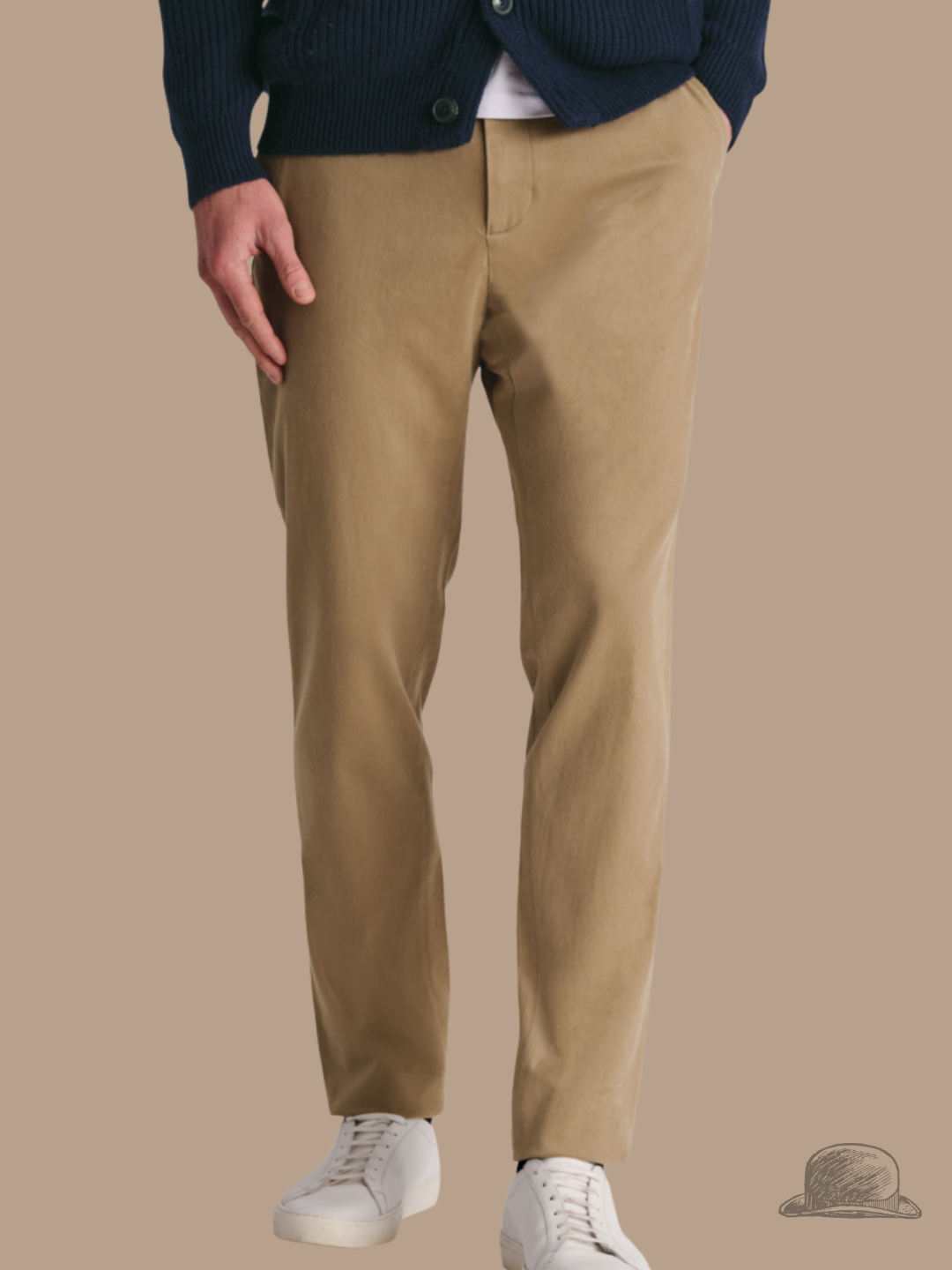 Sand Italian Fine Twill Stretch Cotton Chinos