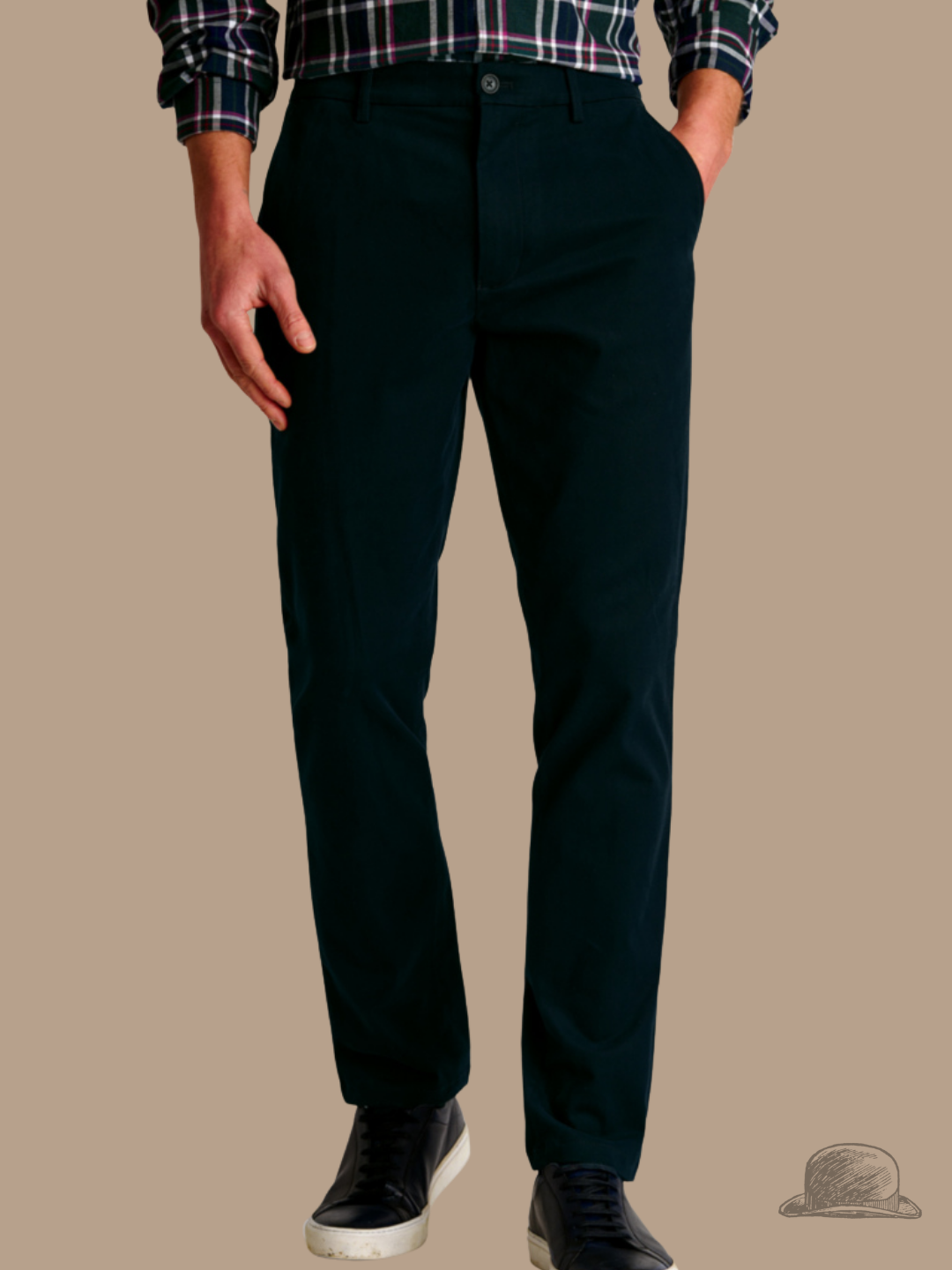 Navy Italian Fine Twill Stretch Cotton Chinos