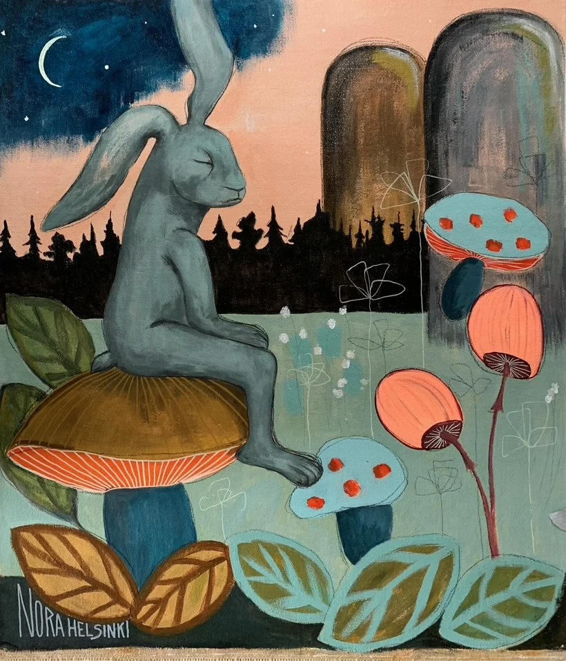 "Silence by the magic rock", Mixed media on canvas, 2024