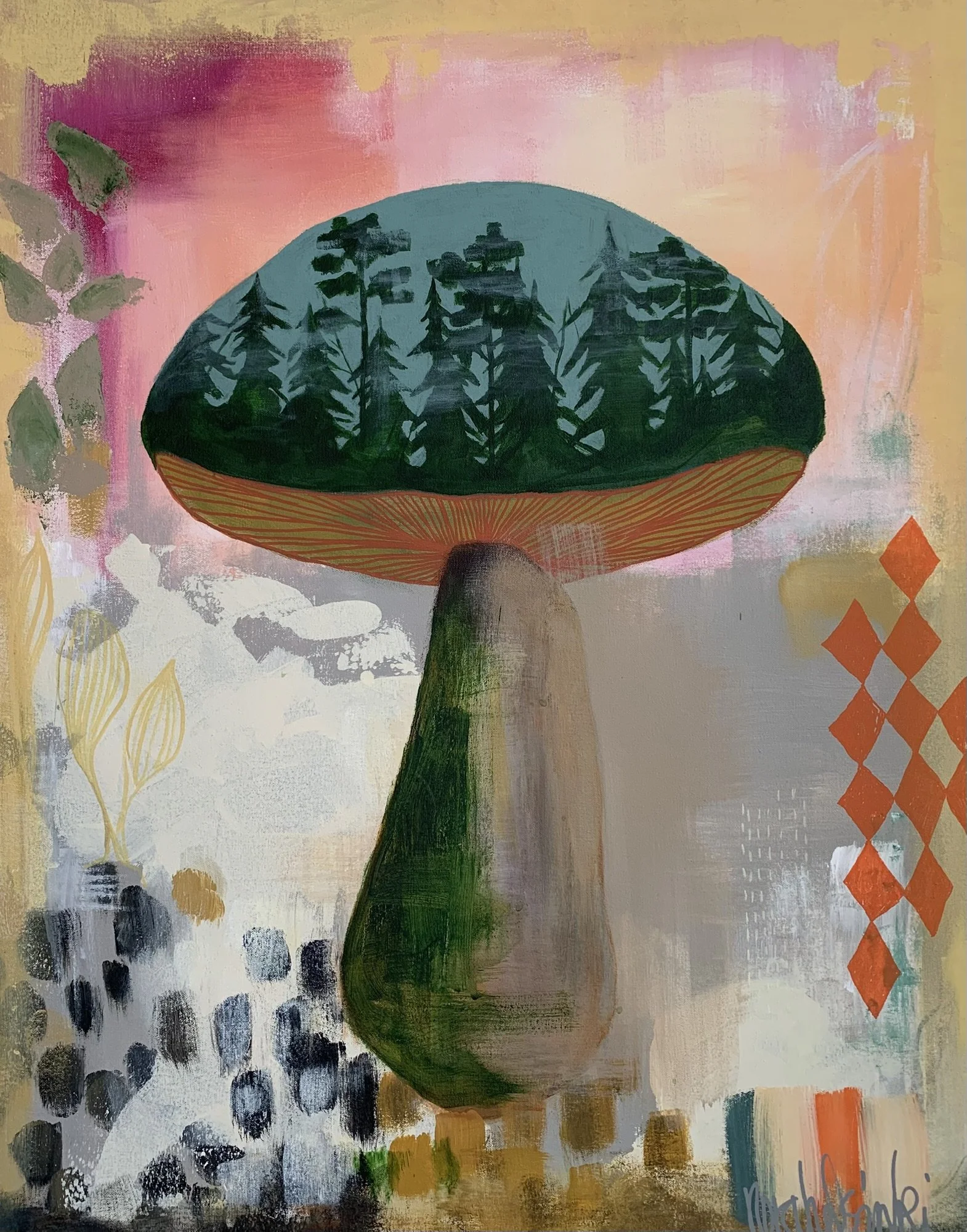 "Metsän vastaus", Acrylic on canvas, 81x65, 2024. SOLD