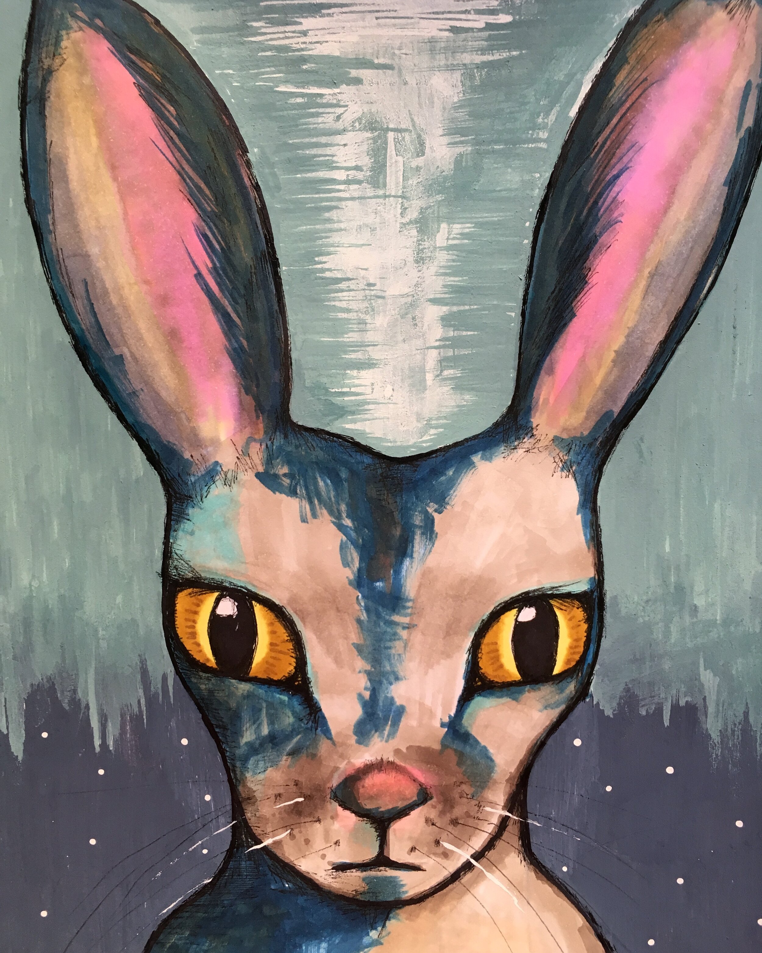 Nuori ja pätevä / Young and adept, Ink & paintmarker on paper, 14 x 19,5, 2018 SOLD