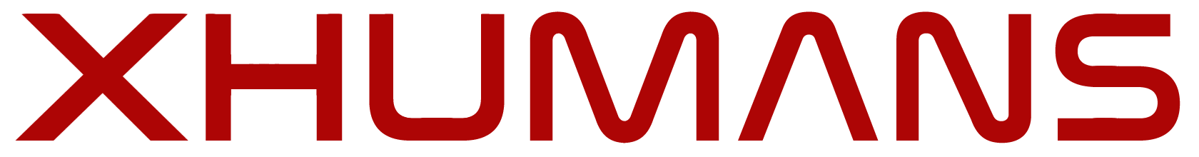 XHUMANS red wordmark on black background