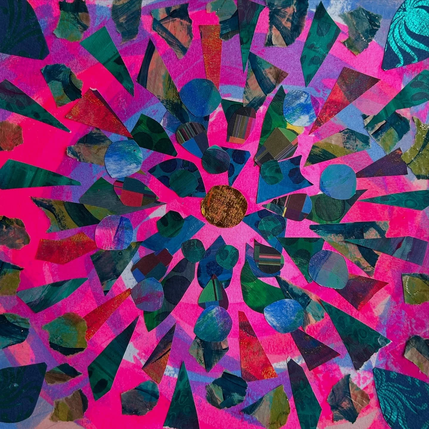 A very loose and playful mandala collage that I&rsquo;ve created while dreaming into my vision of what comes next&hellip;

🌷 My garden sanctuary offering a place for soul replenishment. 
🌈 More time making art and offering it to others (getting ove