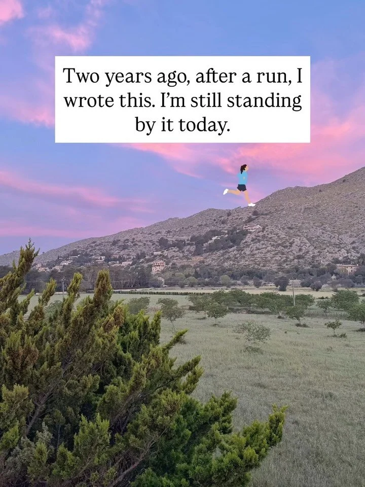 Two years ago, after a run, I wrote something that still fully resonates with me. 

I recently found that text again.
And I realized how much that still holds true.

This carousel shares part of that text.
The blog post shares the full story.

If you