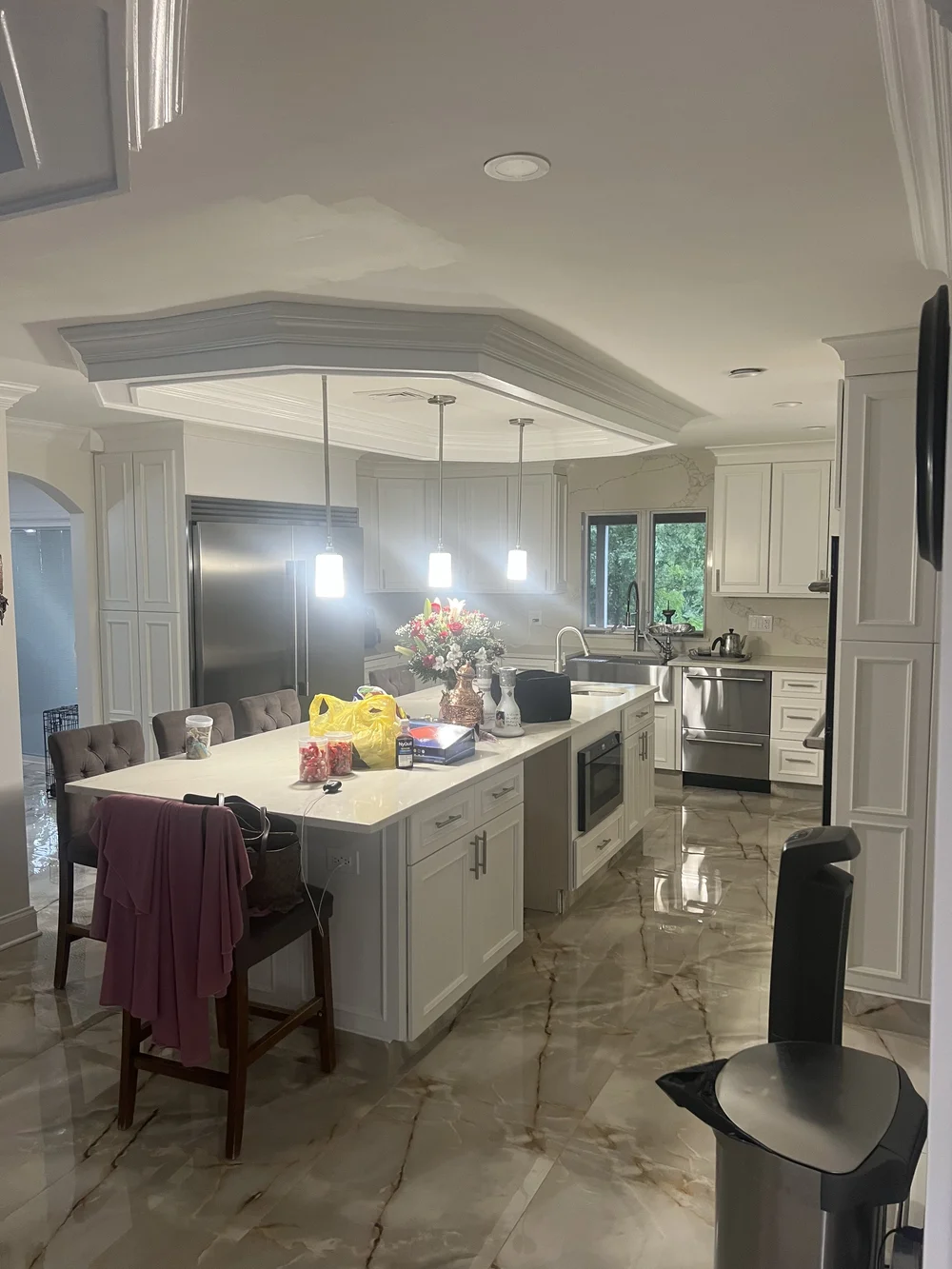 Modern kitchen remodel by Omar Construction in Bergen County NJ — custom cabinetry and quartz countertops