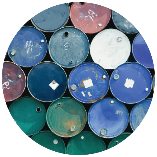 A stack of discarded barrels