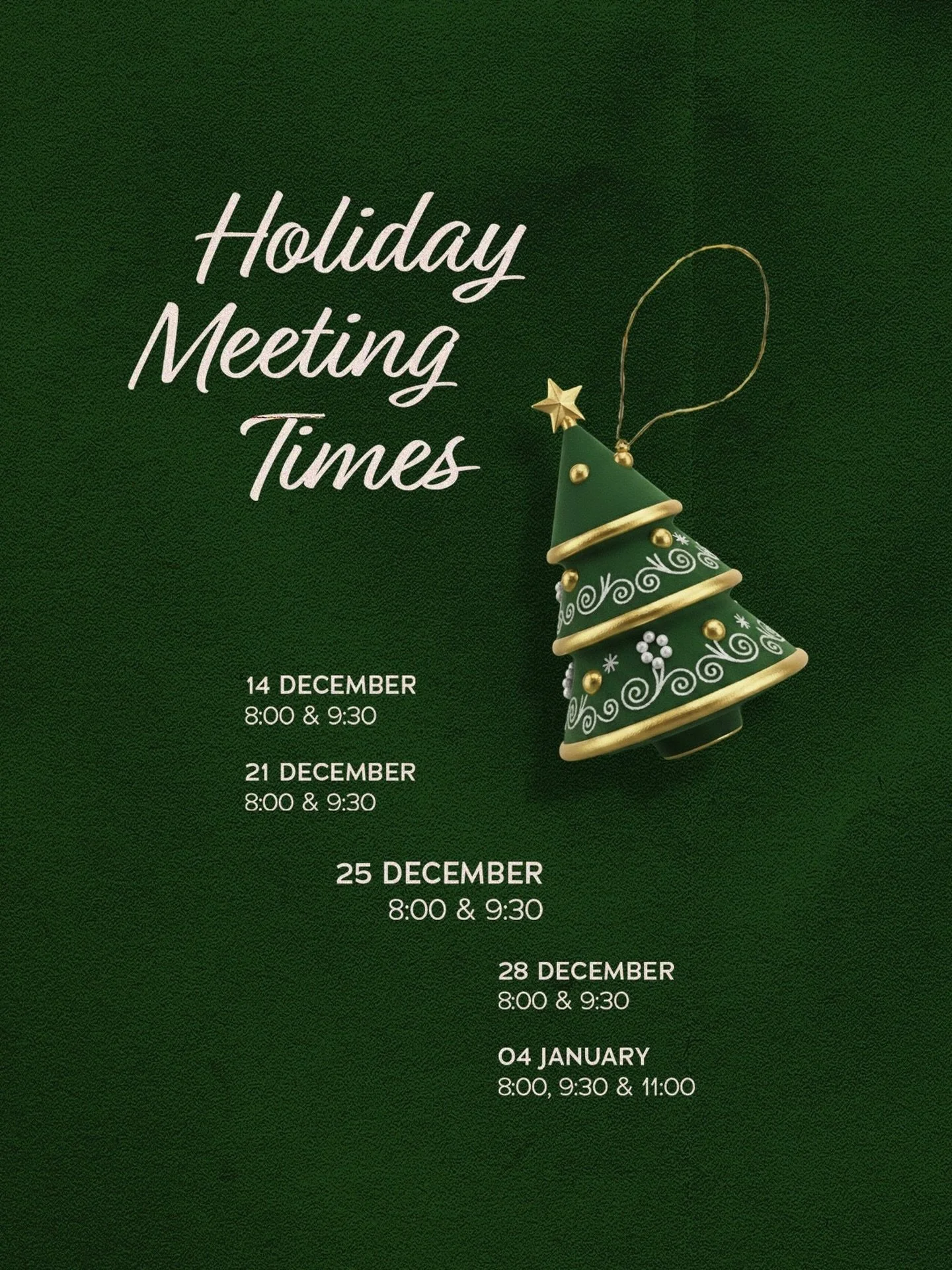 With Joburg emptying out a bit, we&rsquo;re shifting down to two services for the festive season &mdash; 8:00 &amp; 9:30 AM from this Sunday. But we&rsquo;re so excited to keep gathering with everyone sticking around! 🎄

And what could be better tha