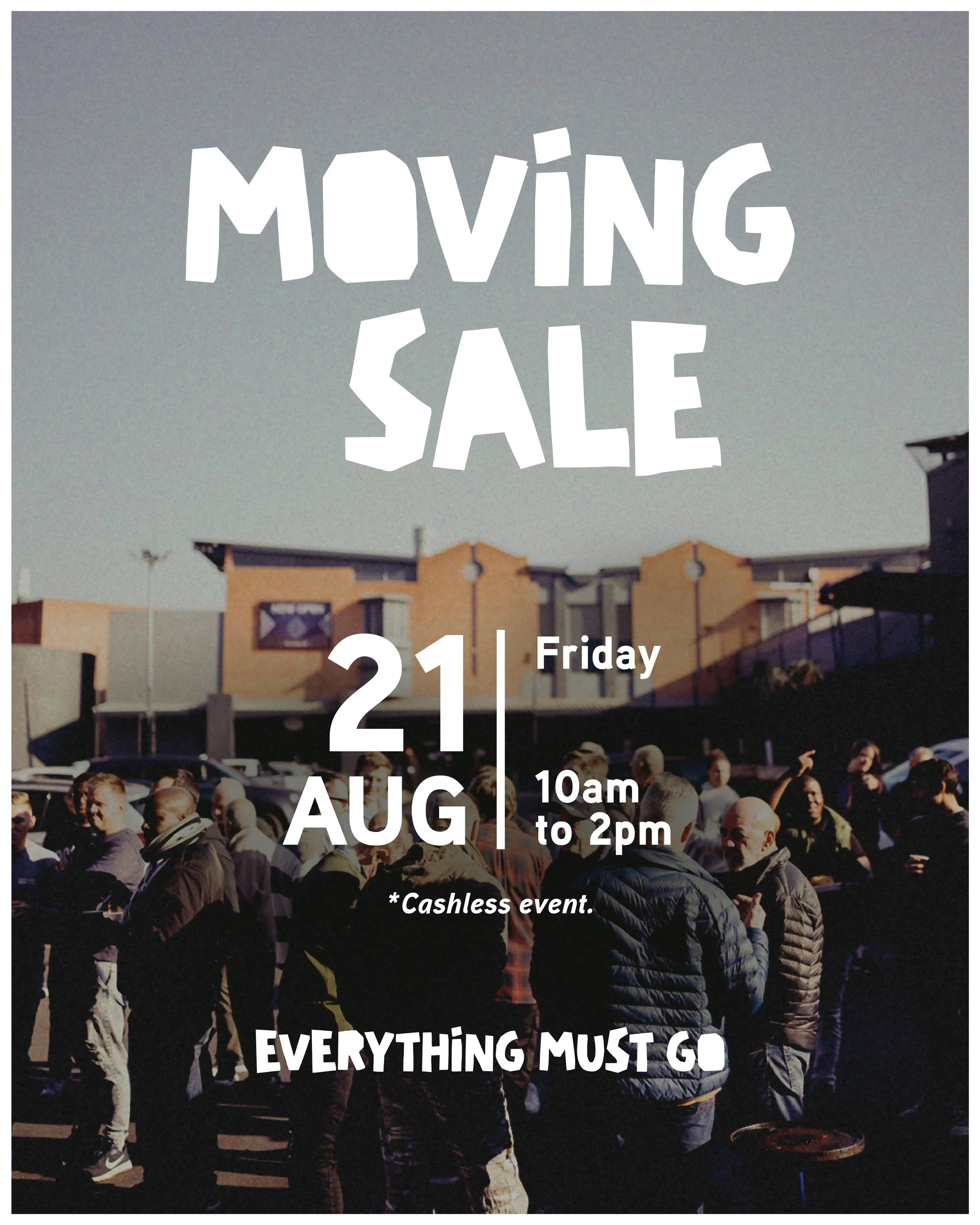 As you know, our church is about to be on the move, which means it&rsquo;s time for a big clear-out!

We&rsquo;re having a moving sale tomorrow in the foyer, with a range of items available. Everything needs to go, so come have a look and see if ther
