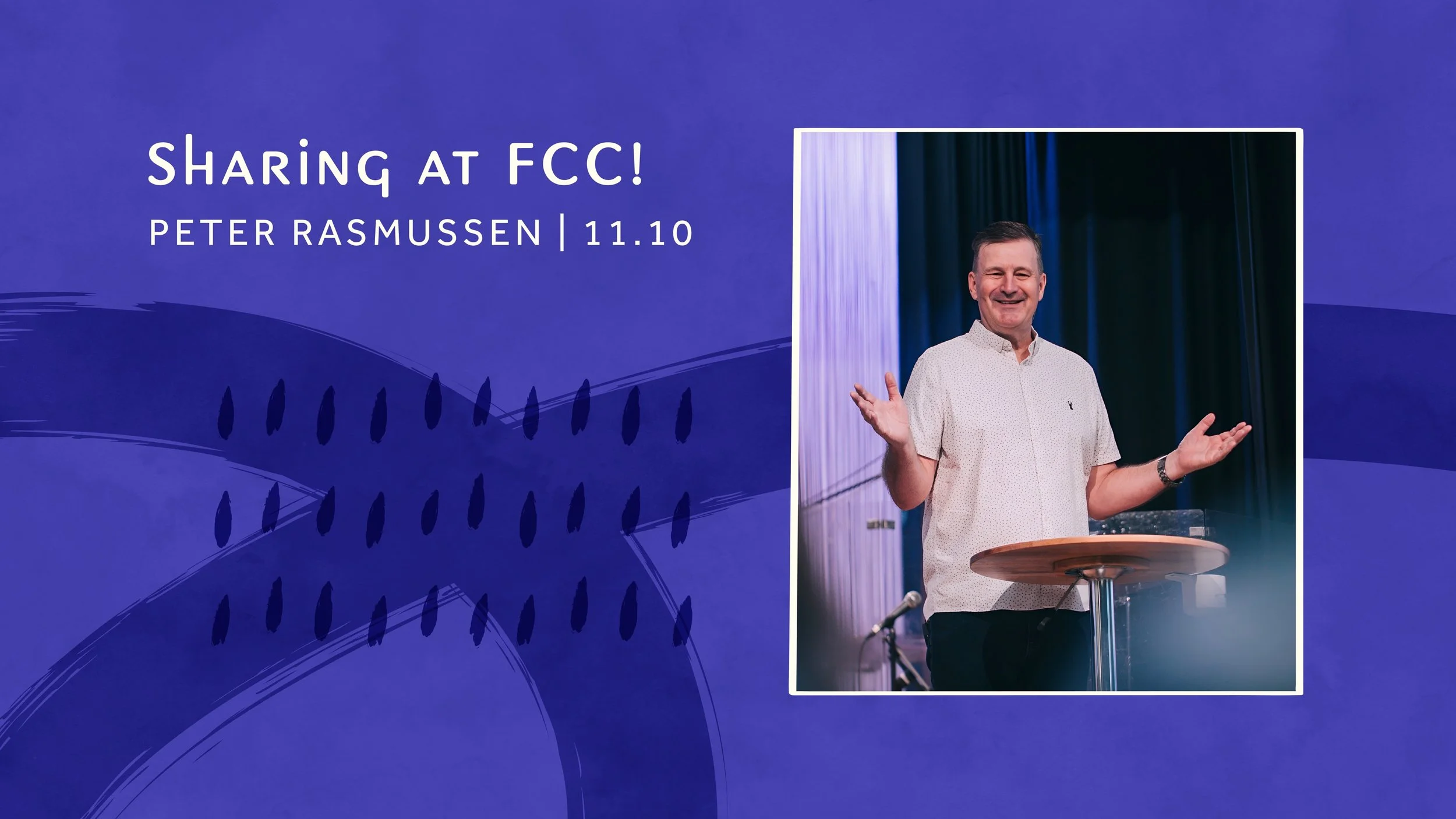 We&rsquo;re so excited to welcome Peter Rasmussen to FCC this Sunday! 

Peter is a dear friend of our church, and it&rsquo;s always such a privilege to have him with us. We&rsquo;re looking forward to hearing what God has placed on his heart to share