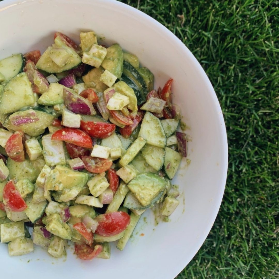 Raw Pesto Veggie Salad