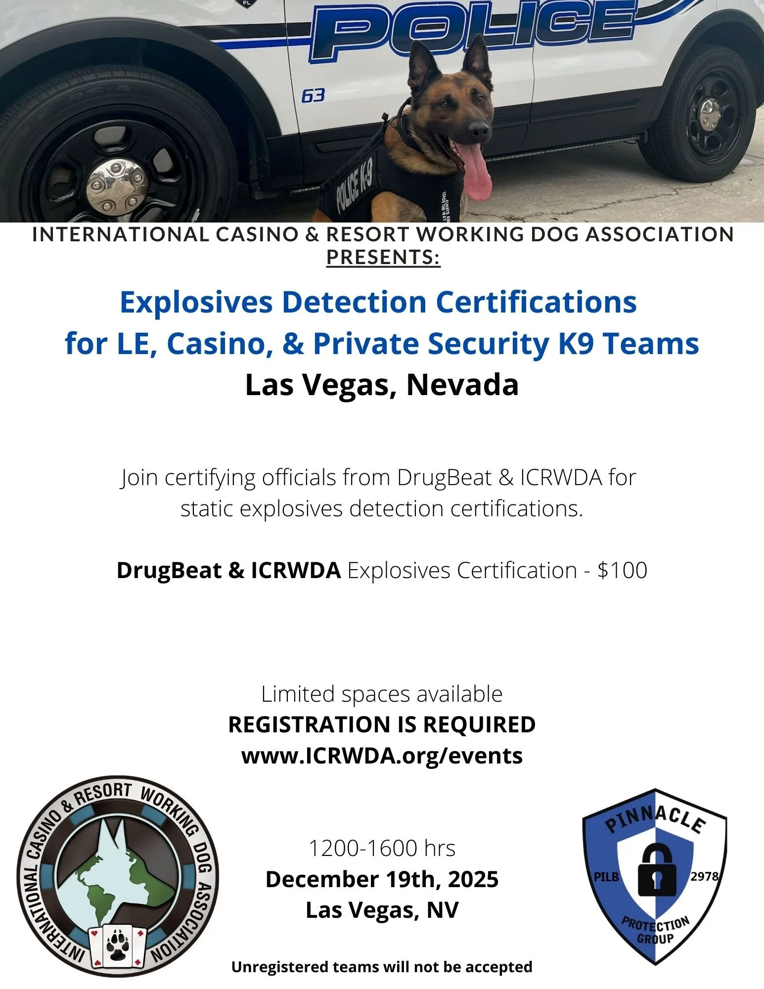 Static Explosives Detection K9 Certifications for LE, Casino, &amp; Private Security Teams