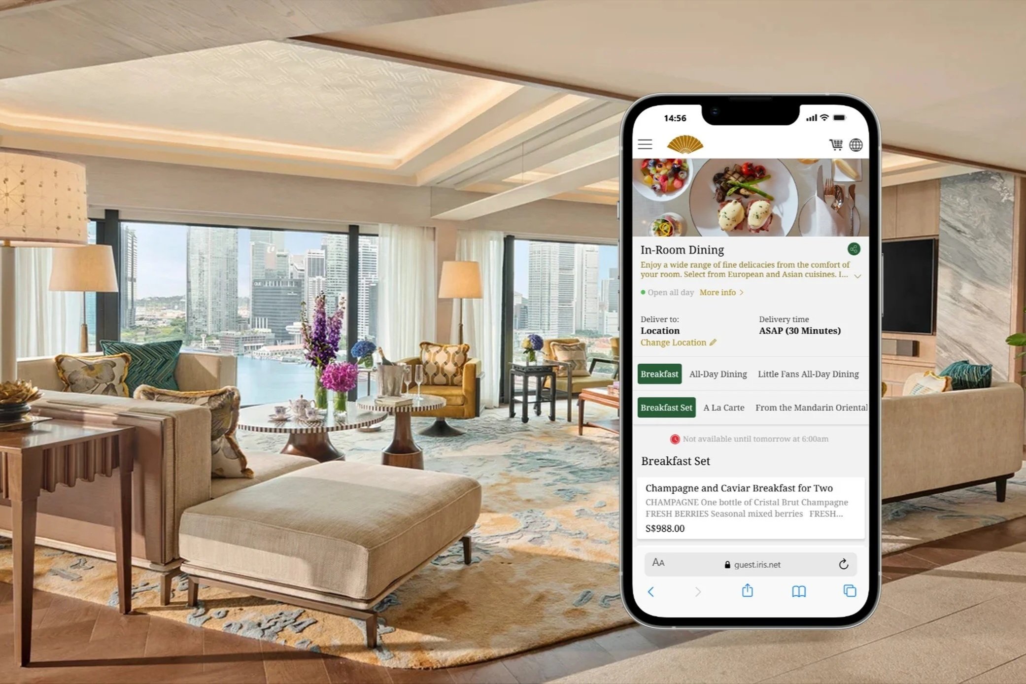 Mandarin Oriental, Singapore reports 138% room service revenue growth following IRIS digital ordering rollout