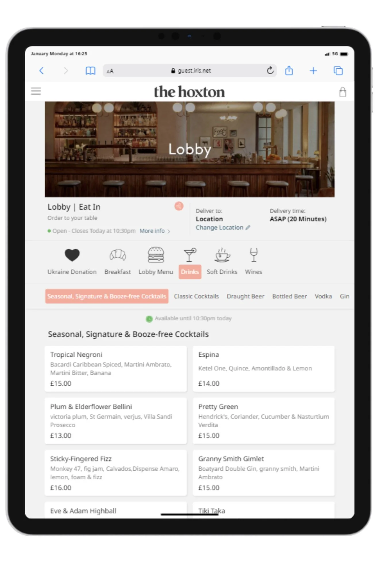 Digital hotel menu software
