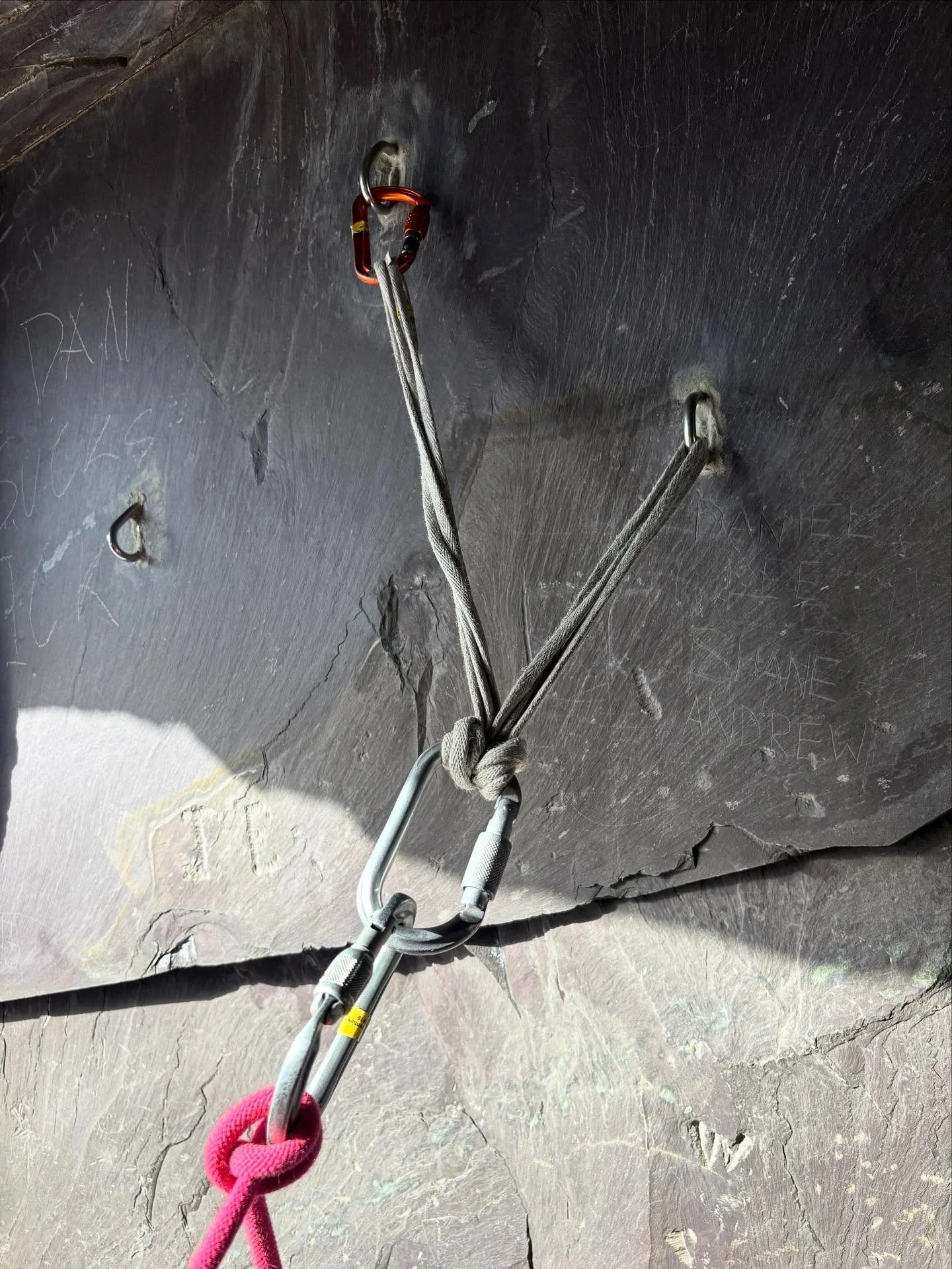 Is there a better way to equalise two bolts?

✅ Minimal gear required
✅ No tight knots to untie
✅ Quick and simple to build
✅ Suitably strong for recreational climbing use

❓This requires a specific type of bolt to work - what is this requirement?

#