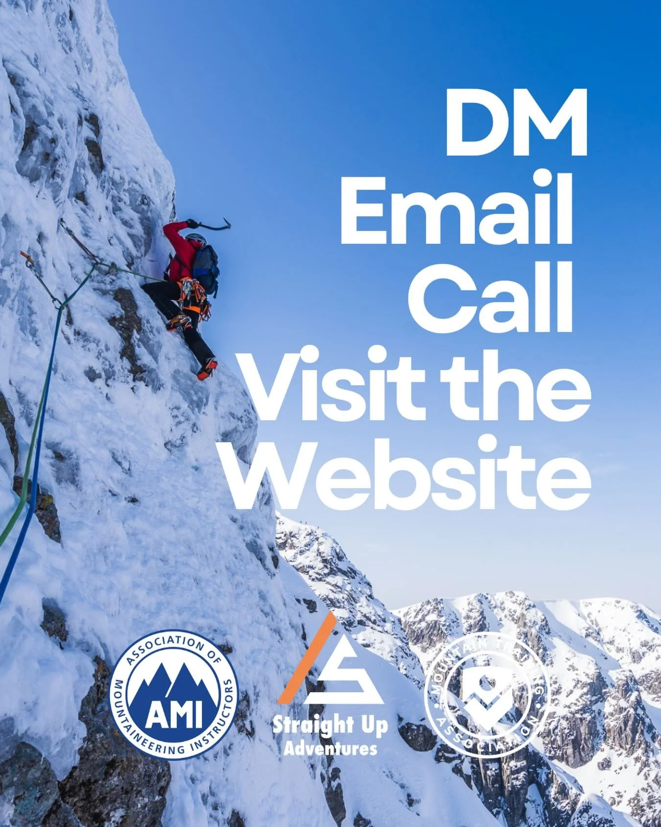 Interested in booking or want more info? All our courses are unique and tailored to you. Just get in touch to book an adventure.

📆Choose some dates
👯Invite your mates
🧗🏻Decide what you want to climb or learn (or let us do the choosing for you!)
